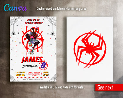 Spiderman Spider Verse customizable invite template | instant download | Share or Print | ZT420