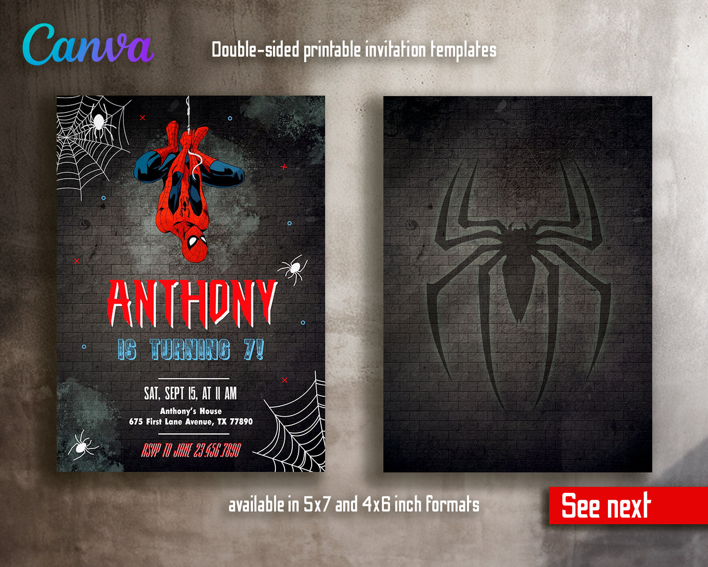 Spiderman customizable invite template boy | instant download | Share or Print | FP361