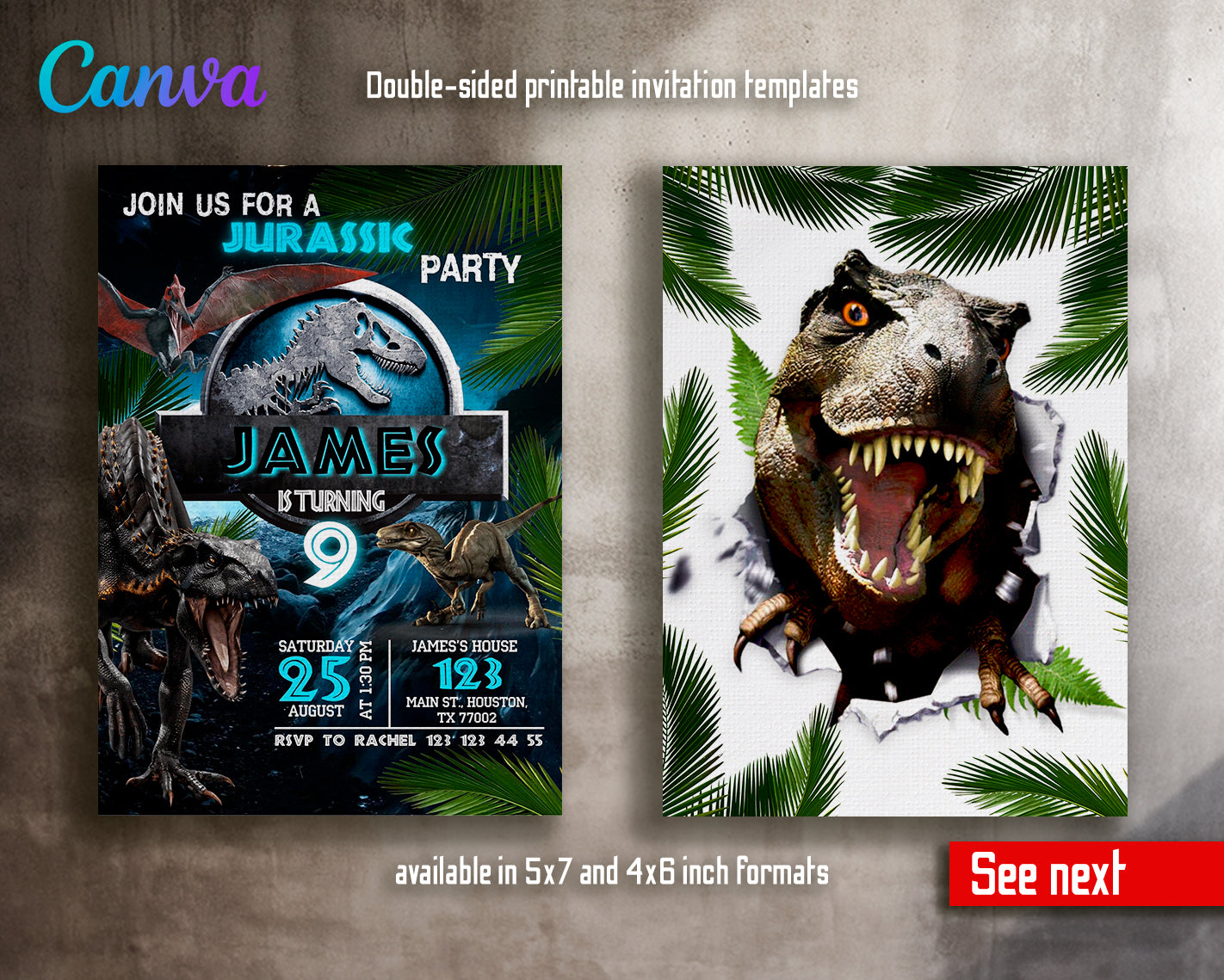 Jurassic Park customizable invite template | instant download | Share or Print | YP517