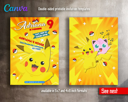 Pokemon customizable invite template | instant download | Share or Print | UU489