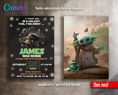 Baby Yoda, Star Wars customizable invite template | instant download | Share or Print | PG553