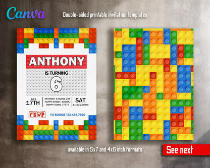 Lego customizable invite template | instant download | Share or Print | GI758