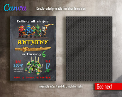 Ninjago customizable invite template boy | instant download | Share or Print | SQ029