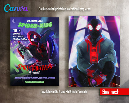 Spiderman Spider Verse customizable invite template boy | instant download | Share or Print | SW754