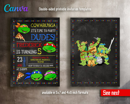 Teenage Mutant Ninja Turtles, TMNT customizable invite template boy | instant download | Share or Print | SX280