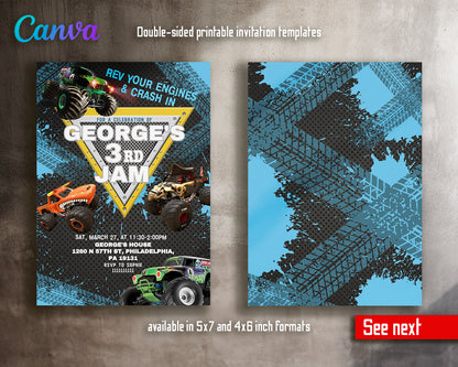 Monster Jam customizable invite template boy | instant download | Share or Print | RA783