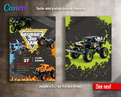 Monster Jam customizable invite template boy | instant download | Share or Print | GA072