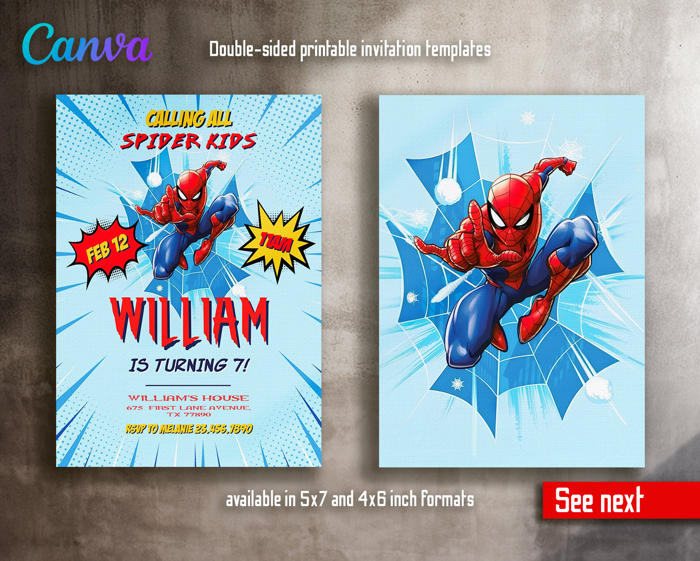 Spiderman customizable invite template | instant download | Share or Print | AB178