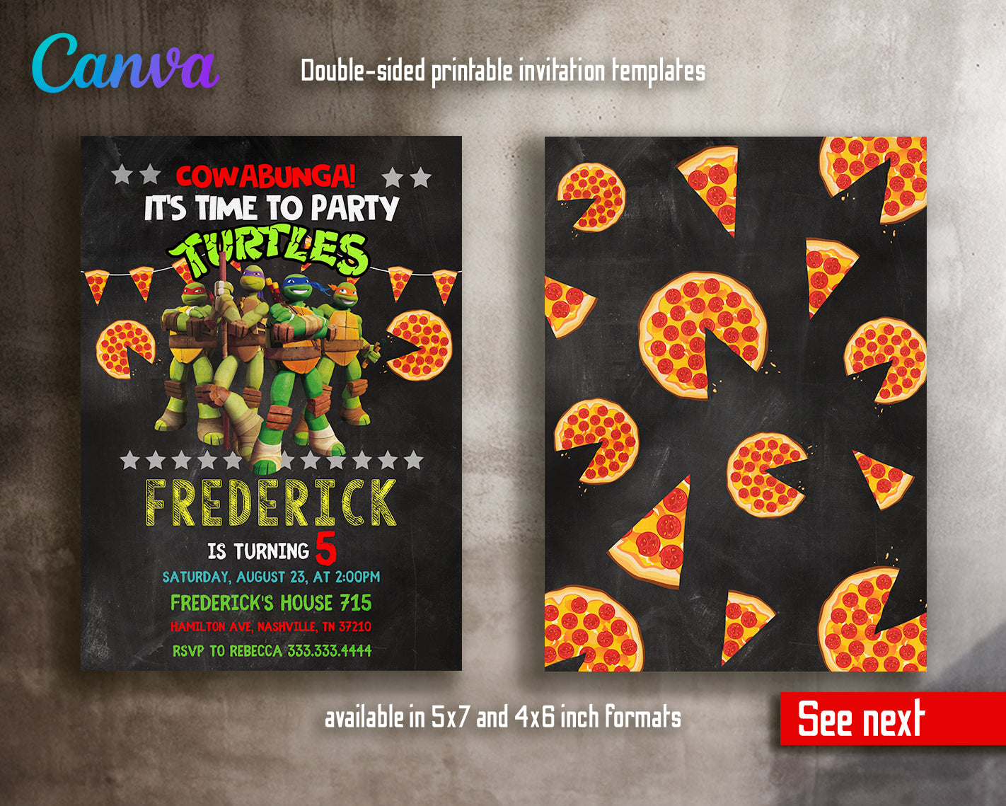 Teenage Mutant Ninja Turtles, TMNT customizable invite template boy | instant download | Share or Print | AE905