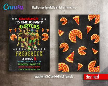 Teenage Mutant Ninja Turtles, TMNT customizable invite template boy | instant download | Share or Print | AE905