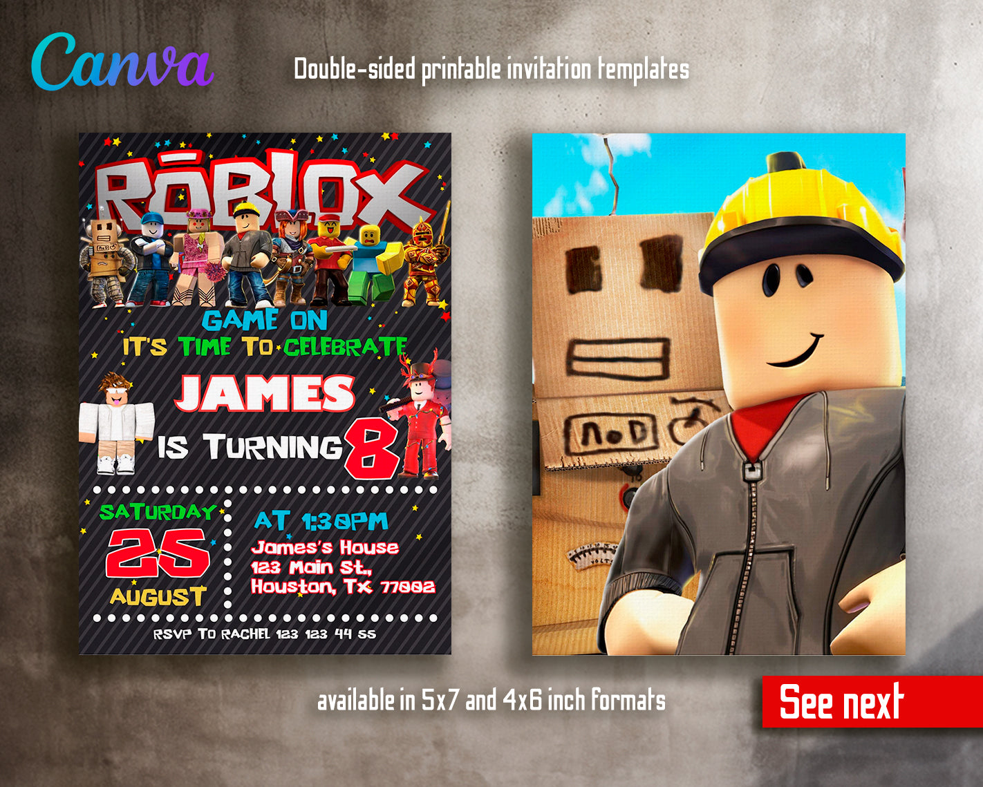 Roblox customizable invite template | instant download | Share or Print | QX706