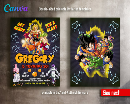 Dragon Ball Z customizable invite template | instant download | Share or Print | WZ496