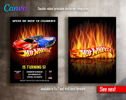 Hot Wheels customizable invite template boy | instant download | Share or Print | WI062