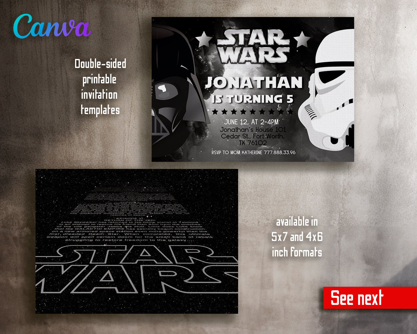 Star Wars customizable invite template | instant download | Share or Print | PF884