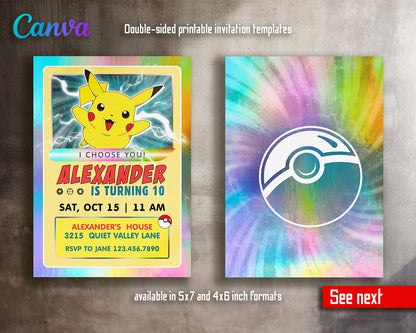 Pokemon customizable invite template | instant download | Share or Print | AK942