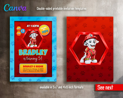 Paw Patrol customizable invite template | instant download | Share or Print | EU145