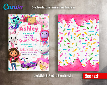 Gabby's Dollhouse customizable invite template girl | instant download | Share or Print | HY676