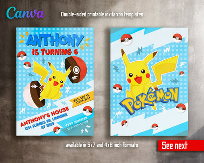 Pokemon customizable invite template | instant download | Share or Print | WO695