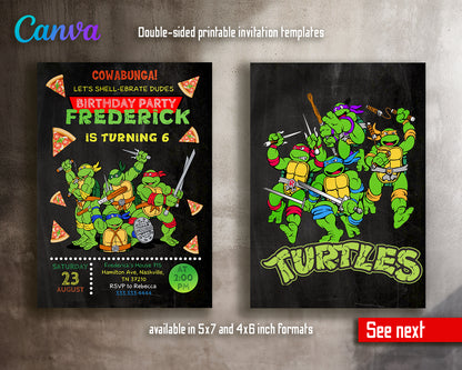 Teenage Mutant Ninja Turtles, TMNT customizable invite template boy | instant download | Share or Print | KJ373