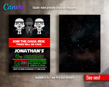 Star Wars customizable invite template | instant download | Share or Print | OY882