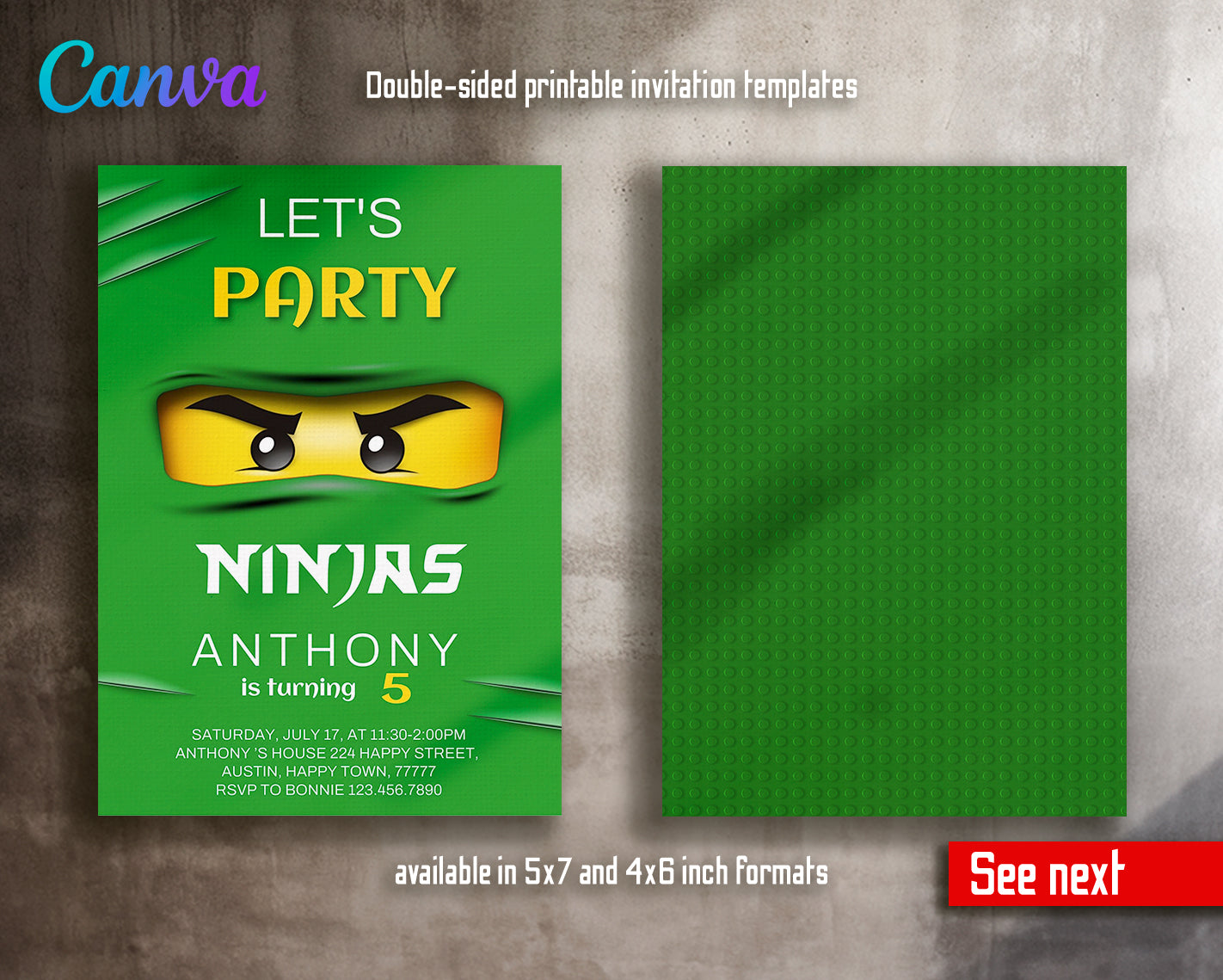 Ninjago customizable invite template boy | instant download | Share or Print | EU111