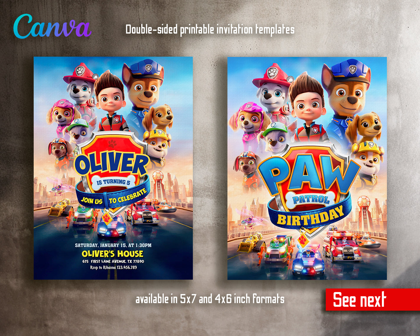 Paw Patrol customizable invite template boy | instant download | Share or Print | BF410