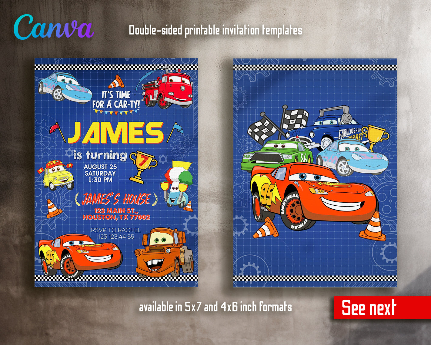 Cars Lighting McQueen customizable invite template | instant download | Share or Print | PZ091