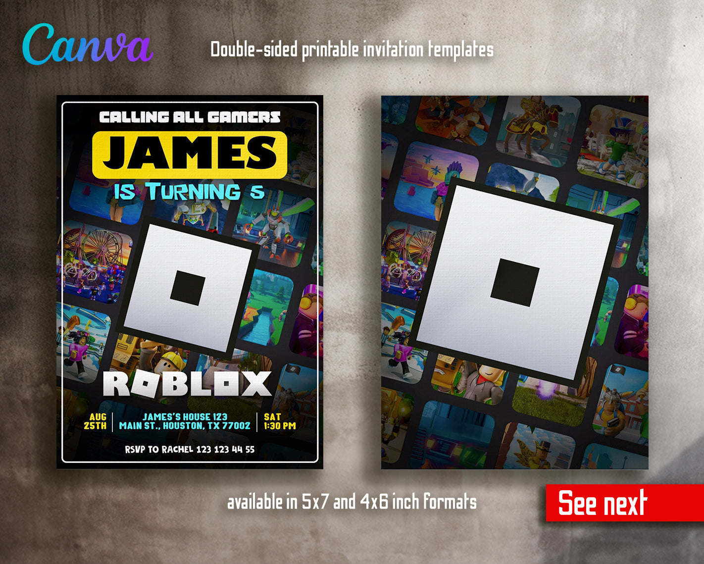 Roblox customizable invite template | instant download | Share or Print | IK270