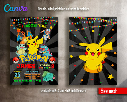 Pokemon customizable invite template | instant download | Share or Print | GF882