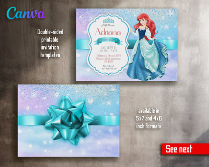 Little Mermaid Ariel customizable invite template girl | instant download | Share or Print | EO178