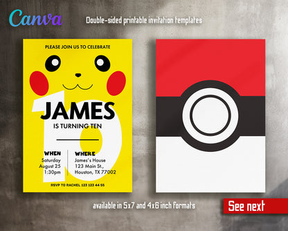 Pokemon customizable invite template | instant download | Share or Print | CQ869