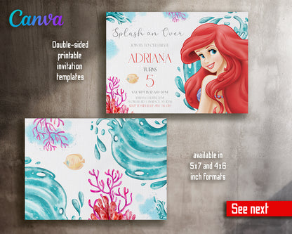 Little Mermaid Ariel customizable invite template girl | instant download | Share or Print | EA206