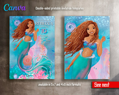 The Little Mermaid Ariel customizable invite template girl | instant download | Share or Print | SC967