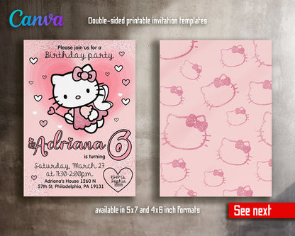 Hello Kitty customizable invite template girl | instant download | Share or Print | IQ525