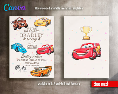 Cars Lighting McQueen customizable invite template | instant download | Share or Print | RA748