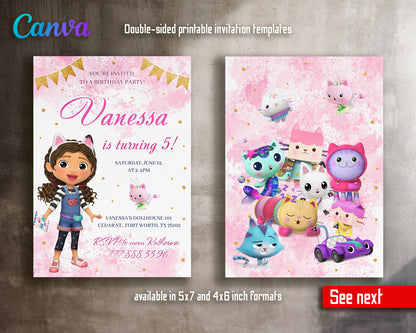 Gabby's Dollhouse customizable invite template girl | instant download | Share or Print | YG942