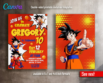 Dragon Ball Z customizable invite template | instant download | Share or Print | RO688