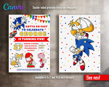 Sonic Hedgehog customizable invite template | instant download | Share or Print | JZ318