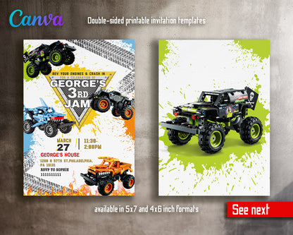 Monster Jam customizable invite template boy | instant download | Share or Print | YJ862