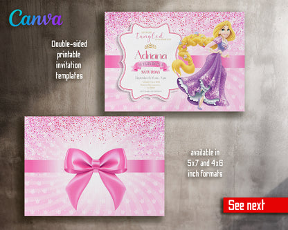 Rapuncel Princess customizable invite template girl | instant download | Share or Print | PR731