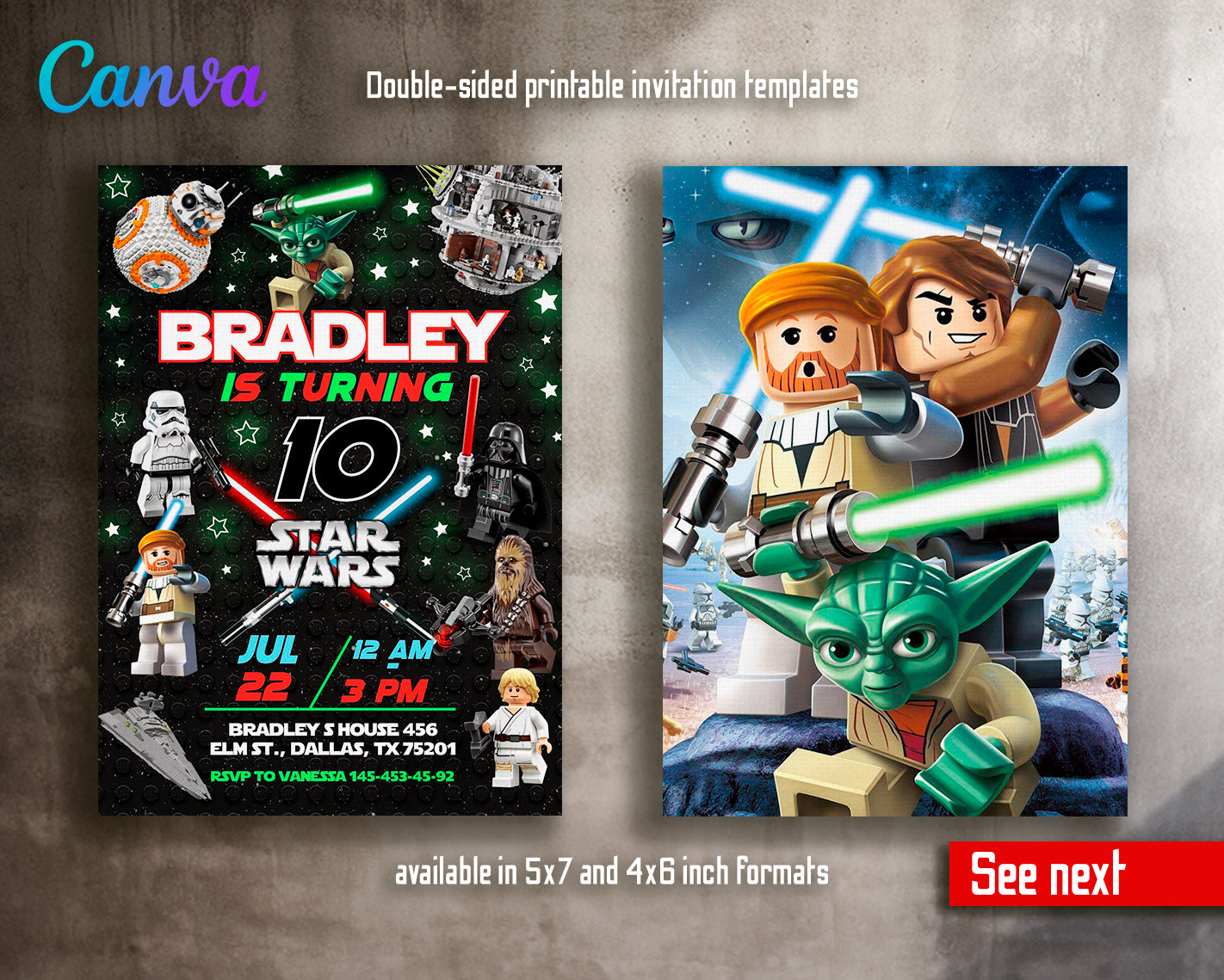 Star Wars customizable invite template | instant download | Share or Print | DU345