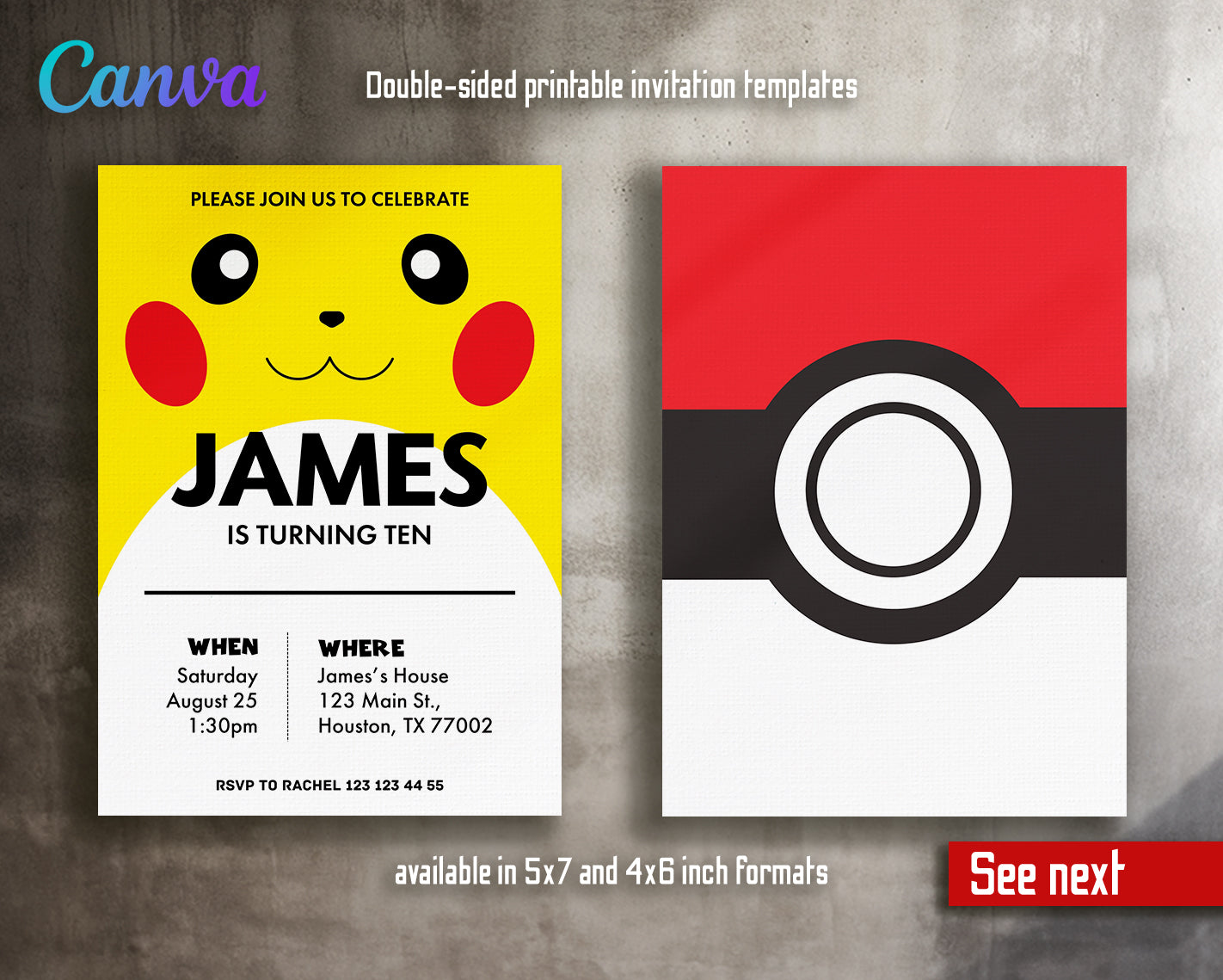 Pokemon customizable invite template | instant download | Share or Print | PY626