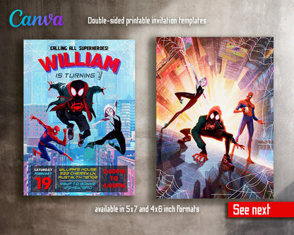 Spiderman Spider Verse customizable invite template | instant download | Share or Print | EE389