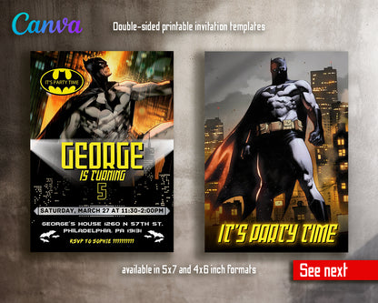 Batman customizable invite template boy | instant download | Share or Print | SH607