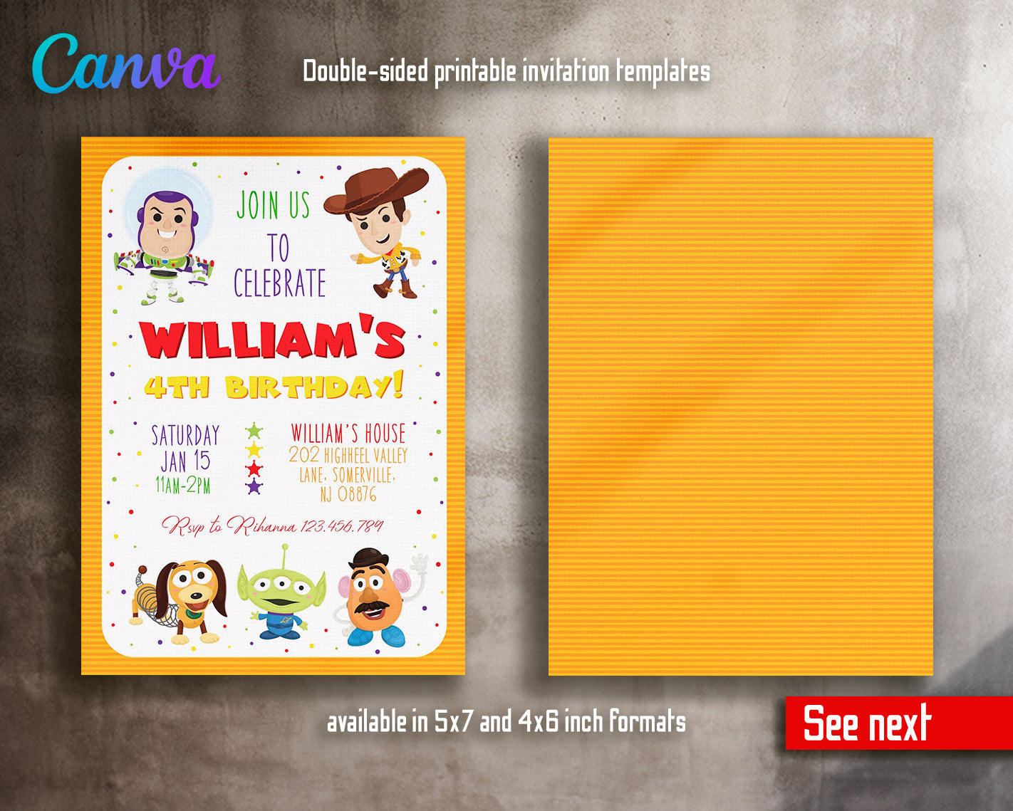 Toy Story customizable invite template | instant download | Share or Print | XN503