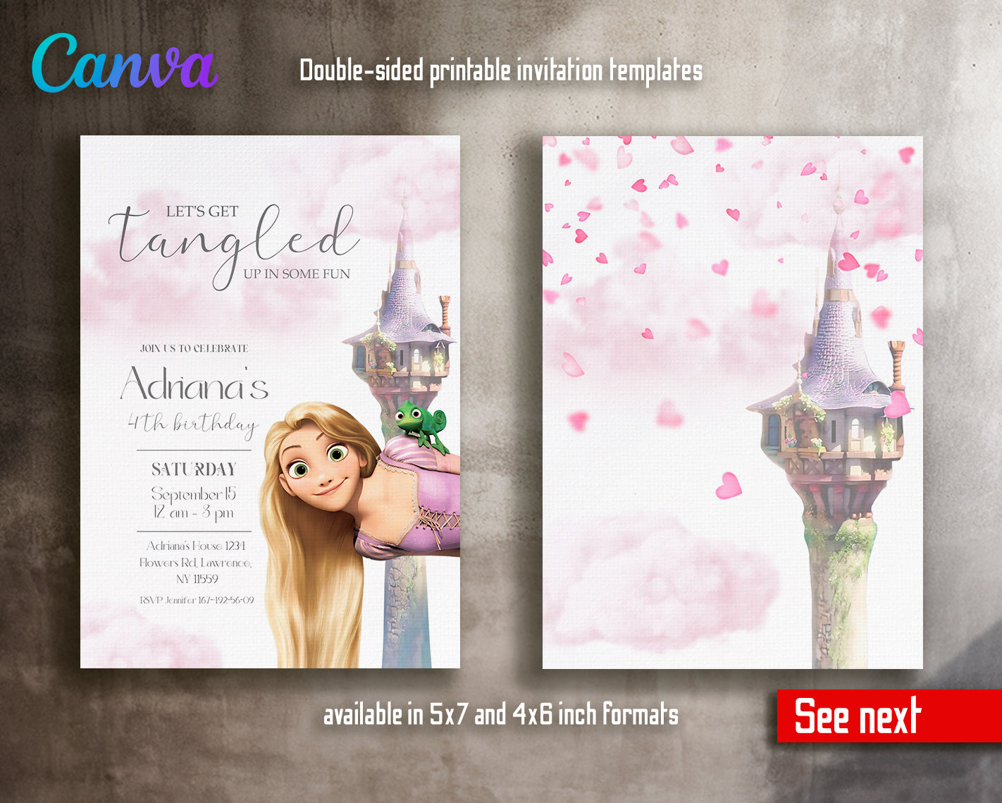 Rapuncel Princess customizable invite template girl | instant download | Share or Print | GW454