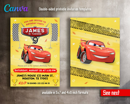 Cars Lighting McQueen customizable invite template | instant download | Share or Print | ES851