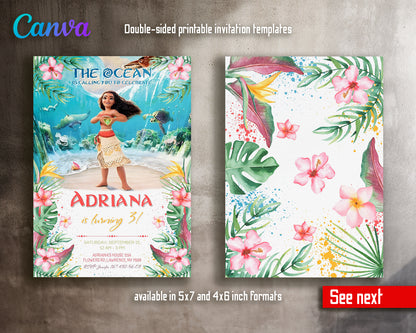 Moana Princess customizable invite template girl | instant download | Share or Print | OT885