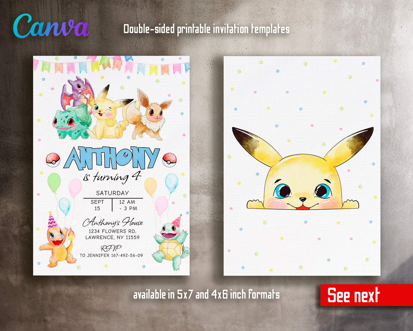 Pokemon customizable invite template | instant download | Share or Print | BR603