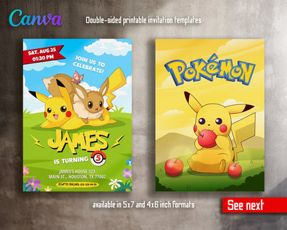 Pokemon customizable invite template | instant download | Share or Print | II341